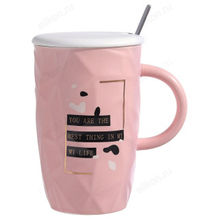 Кружка с крышкой и ложкой Best thing 430мл 1760175-4 (подарочная упаковка) фарфор-1
