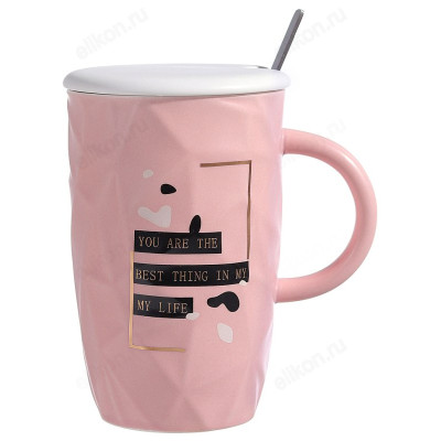 Кружка с крышкой и ложкой Best thing 430мл 1760175-4 (подарочная упаковка) фарфор-1