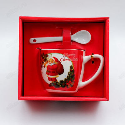 Кружка с ложкой НГ 1769 подарочная упаковка