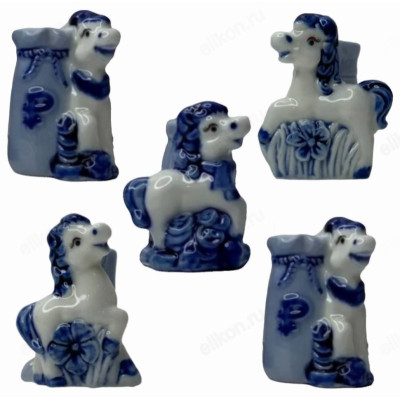 Подставка под зубочистки Лошадка керамика гжель 2029