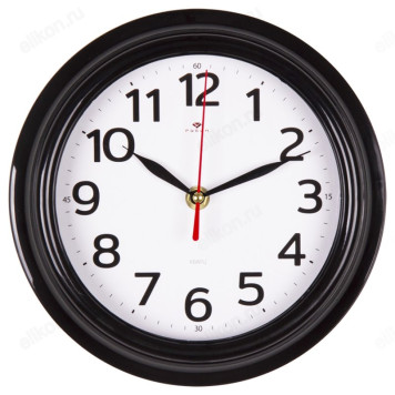 Часы настенные СН 2121 - 010B, пластик, черные