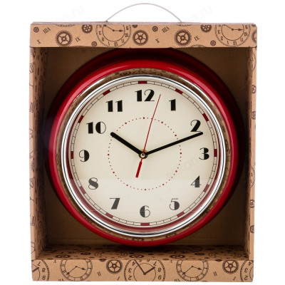 Часы настенные 220-353, пластик, красные-1