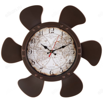 Часы настенные 220-443, пластик, коричневые