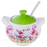 Сахарница LR26243 Цветы 375мл с ложкой