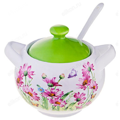 Сахарница LR26243 Цветы 375мл с ложкой