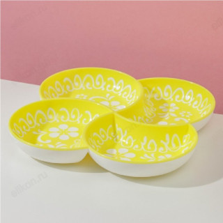 Менажница 28см 4-хсекционная пластик бело-желтый