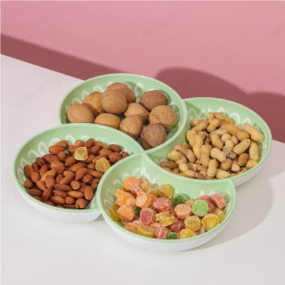 Менажница 28см 4-хсекционная пластик бело-зеленый-1