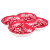 Менажница 28см 4-хсекционная пластик бело-красный