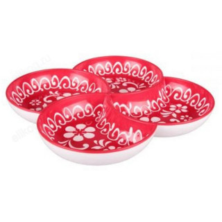 Менажница 28см 4-хсекционная пластик бело-красный