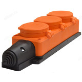 Колодка "UNIVersal" 3-х местная однофазная с заглушками "Компакт" с/з каучук 16А 250В, оранжев 3034