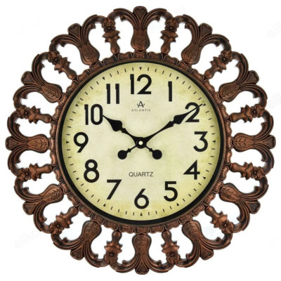 Часы настенные Atlantis 319-17, пластик, коричневые