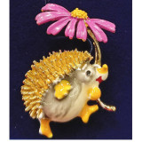 Брошь Ежик с цветком 35мм