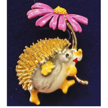 Брошь Ежик с цветком 35мм