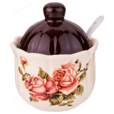 Сахарница с ложкой Корейская роза 280мл 358-1318