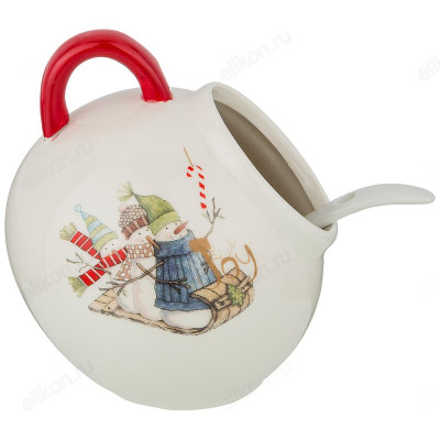 Солонка с ложкой Зимняя забава 358-1686-1