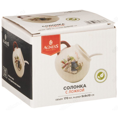 Солонка с ложкой Зимняя забава 358-1686-2