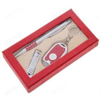 Набор подарочный 3в1 (ручка,кусачки,фонарик красный) 410675
