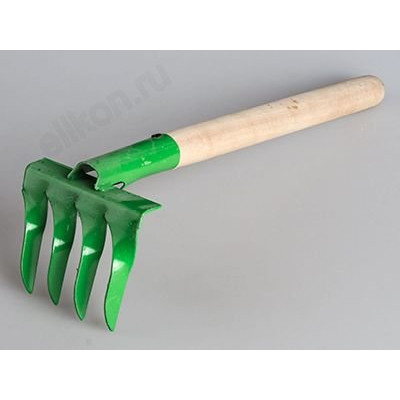 Грабли металл 4-зубые витые с деревянным черенком