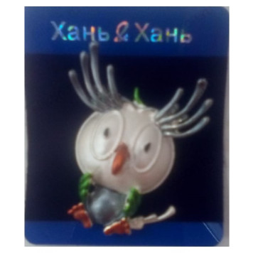 Брошь Сова стразы 45мм цв