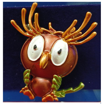 Брошь Сова удивленная 45мм