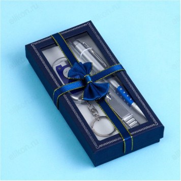 Набор подарочный 3в1 (ручка,кусачки,фонарик синий) 476348