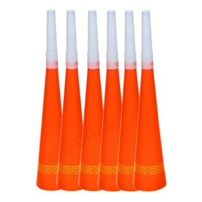 Набор праздничных гудков 6шт, 20,5х3,5см, Рыжий, картон, фольгирование, пластик,