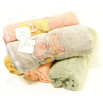 Полотенце микрофибра 50*90см лицо/руки Кот с бабочкой (5шт/уп)-4