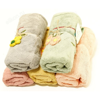 Полотенце микрофибра 35*75см Цветок (5шт/уп)-2