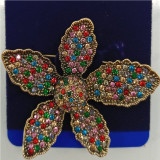 Брошь Цветок стразы 55мм