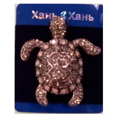 Брошь Черепаха морская стразы 55мм