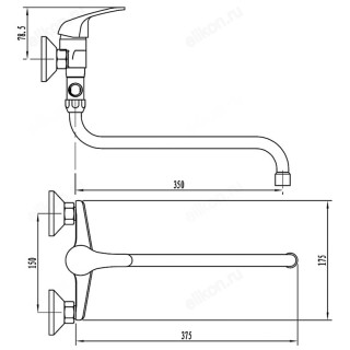 Смеситель для ванны с длинным изливом 40см 566-383-5