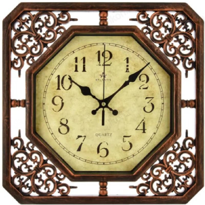 Часы настенные Atlantis 7099-3A, пластик, коричневые