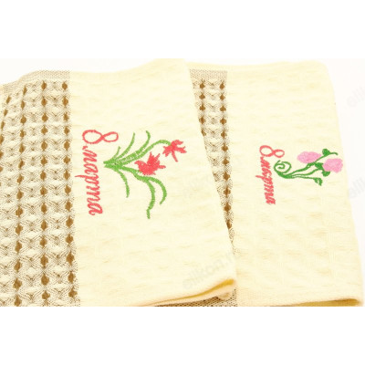 Салфетка рогожка 8 марта 50*25см-1