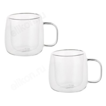 Кружка стекло двойная 2шт BY850-208 320мЛ