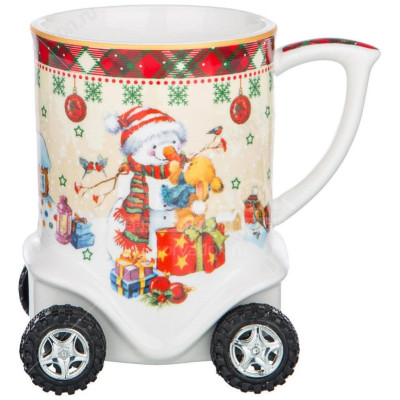 Кружка на колёсиках 350мл Снеговик 85-1558