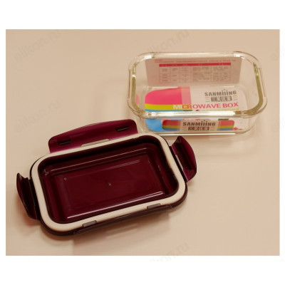 Контейнер с крышкой стекло 640 мл арт8930 прямоугольный-1