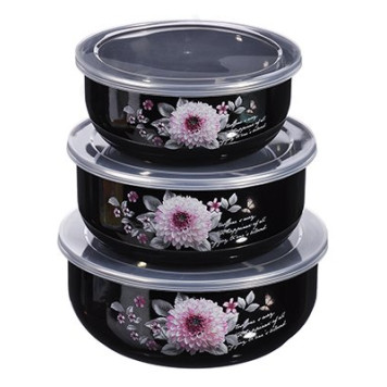 Набор салатников Иллюзия Георгина 894-334 3шт чёрн.эмаль