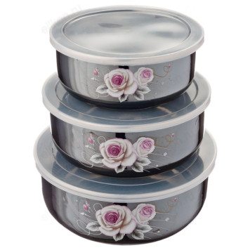 Набор салатников Иллюзия Георгина 894-334 3шт чёрн.эмаль-4