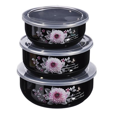 Набор салатников Иллюзия Георгина 894-334 3шт чёрн.эмаль