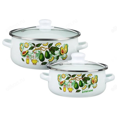Набор кастрюль эмаль Авокадо 2 пр 894-507 индукция 1,5 и 4л
