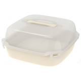 Тортница АП773 30х30х14см с ручкой, слоновая кость