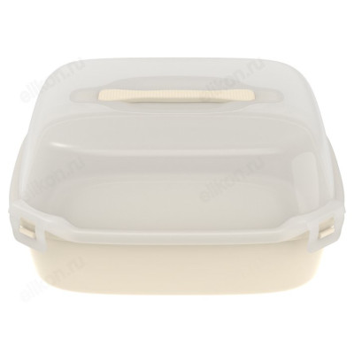 Тортница АП773 30х30х14см с ручкой, слоновая кость-2