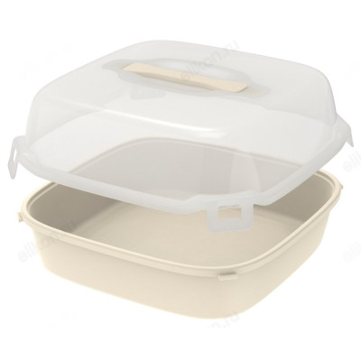 Тортница АП773 30х30х14см с ручкой, слоновая кость-3