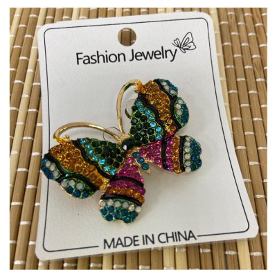 Брошь Бабочка малая стразы