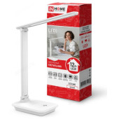 Светильник настольный светодиодный ССО 06Б 12Вт 3000-6500К 600лм сенсор-диммер, подставка, адаптер БЕЛЫЙ IN HOME
