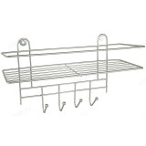 Полка в ванную 4 крючка хром CF12C