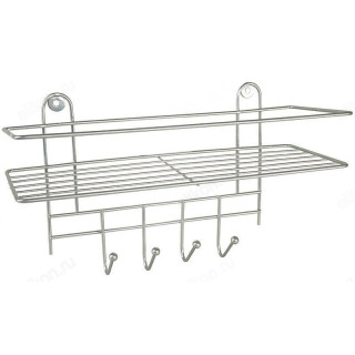 Полка в ванную 4 крючка хром CF12C