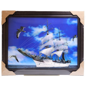 Картина 5D DS835/166 №166 36*46 "Белый корабль и чайки"