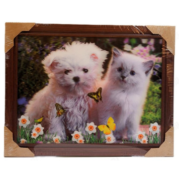 Картина 5D DS835/177 №177 36*46 "Щенок и котенок 2"