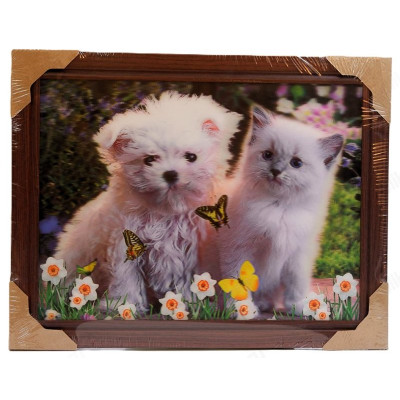 Картина 5D DS835/177 №177 36*46 "Щенок и котенок 2"